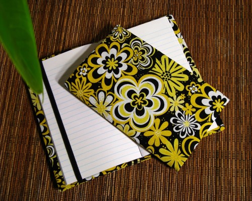 Notebook Covers by The Sewphist - black and yellow daisies