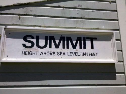 A photo of the shelter at the Summit. Height above sea level 1141 feet.
